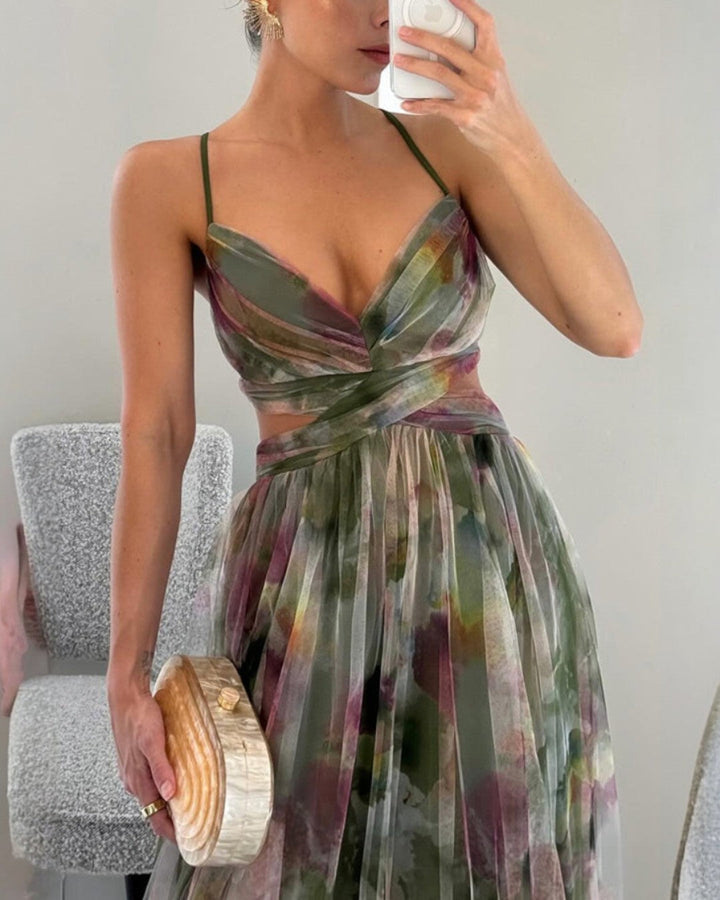Dabrowska | Akwarela Chiffon Maxi sukienka