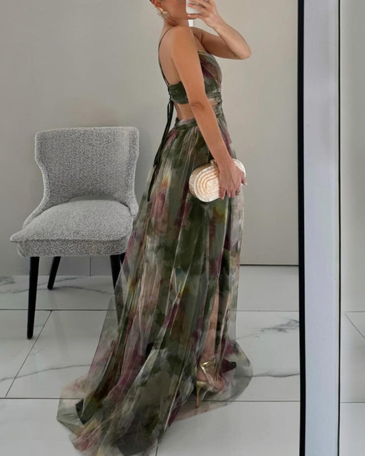 Dabrowska | Akwarela Chiffon Maxi sukienka