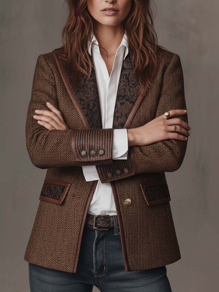 Hanna | Blazer w Jodełkę z Panelami