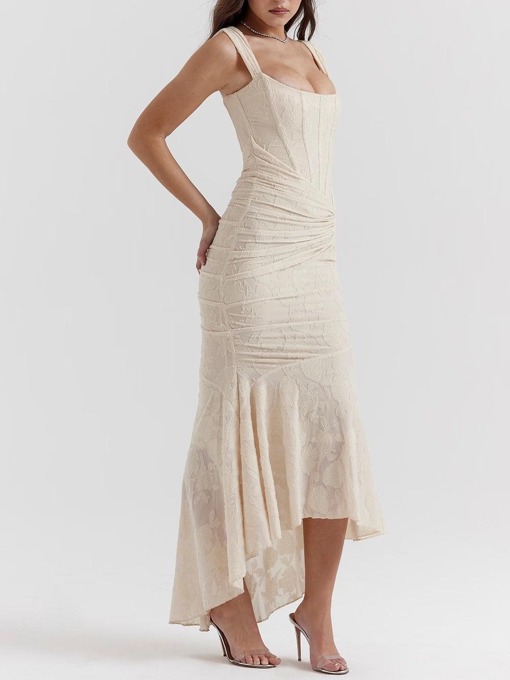 Dabrowska | Lace Fishtail Midi Dress