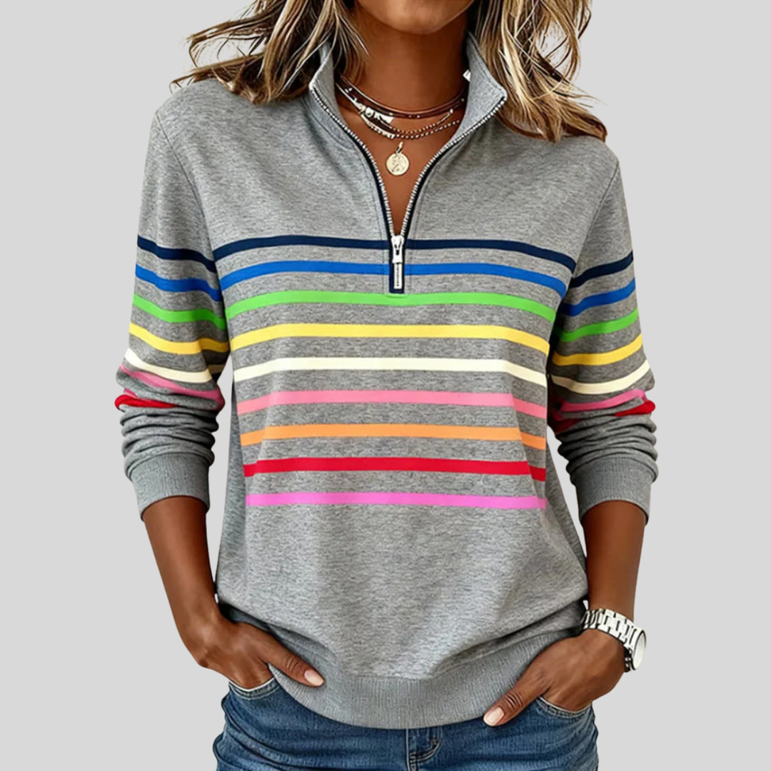 Hanna | Bluza w paski z zamkiem