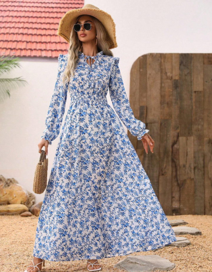 Dabrowska | Romantyczna sukienka Długo- Sleeve Maxi