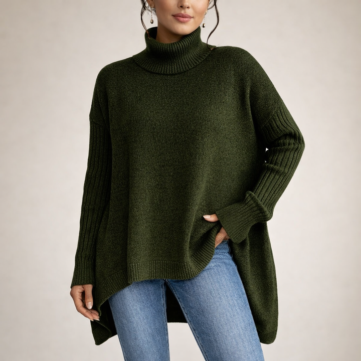 Ewa™ | Granatowy Sweter z Golfem Oversize