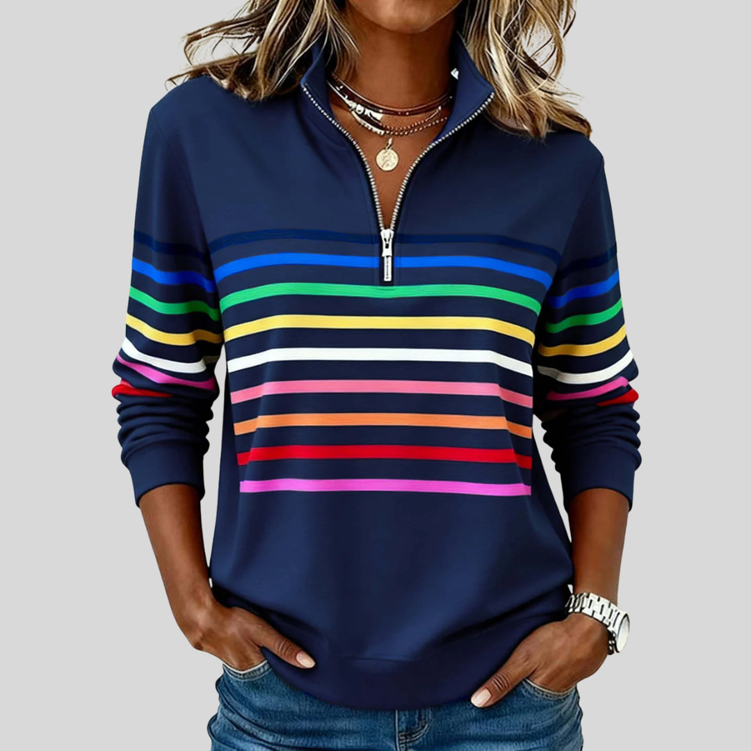 Hanna | Bluza w paski z zamkiem