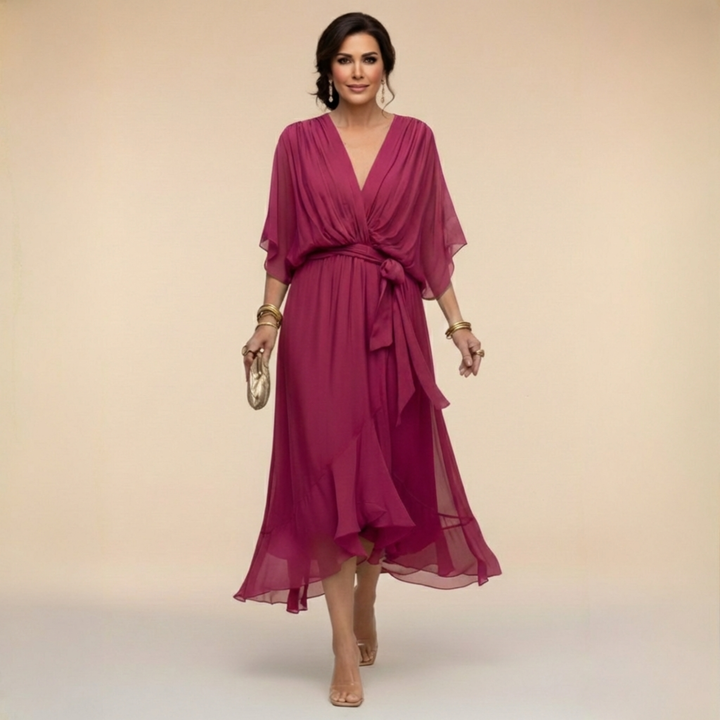 Dabrowska | V- Neck Midi sukienka