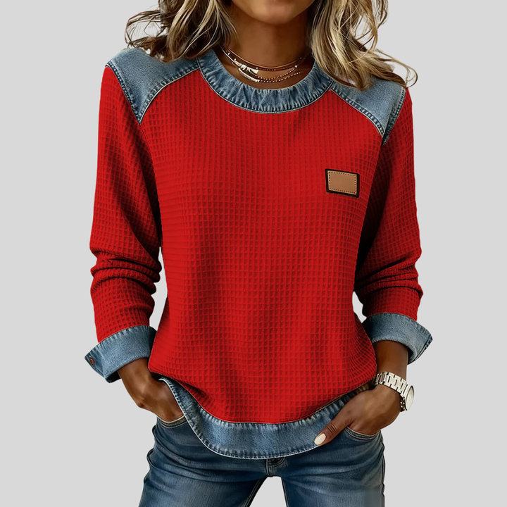 Gabriela | Bluza waffle w kolorowych blokach