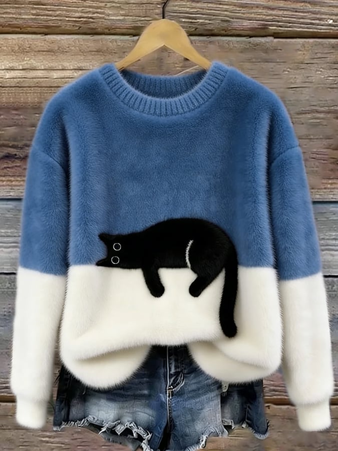 Eliza | Polarowy sweter z nadrukiem kota