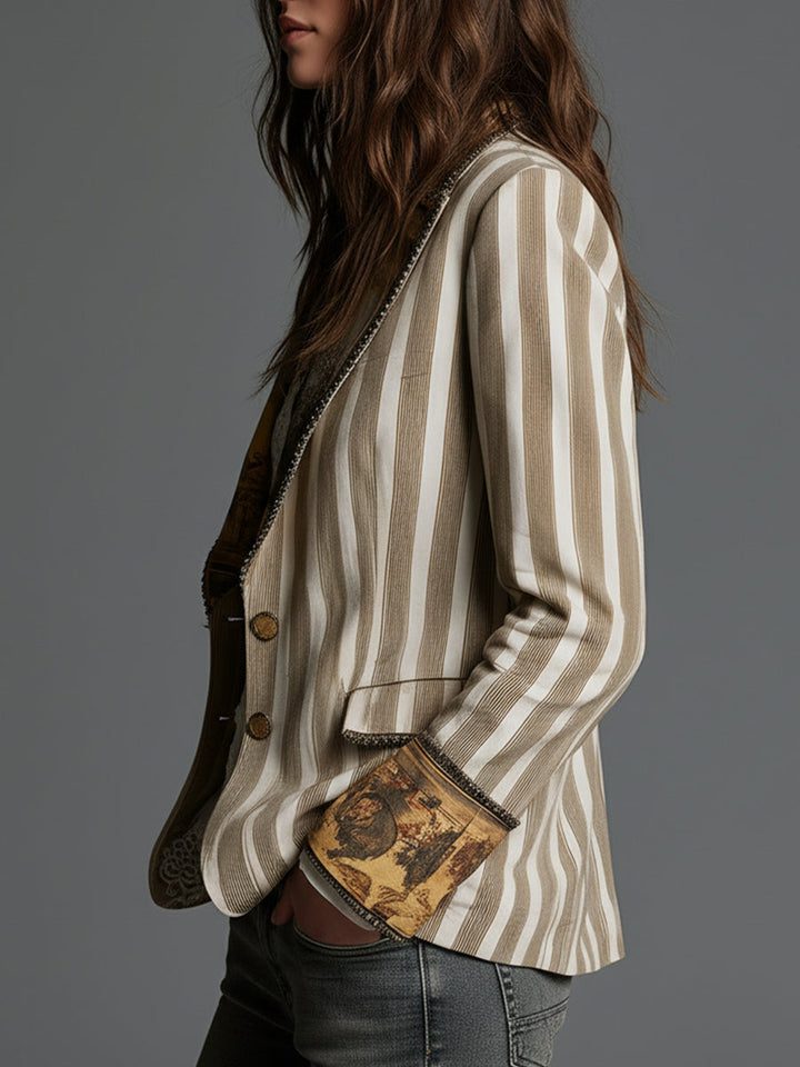 Roberta | Blazer w Pasy w Stylu Artystycznym
