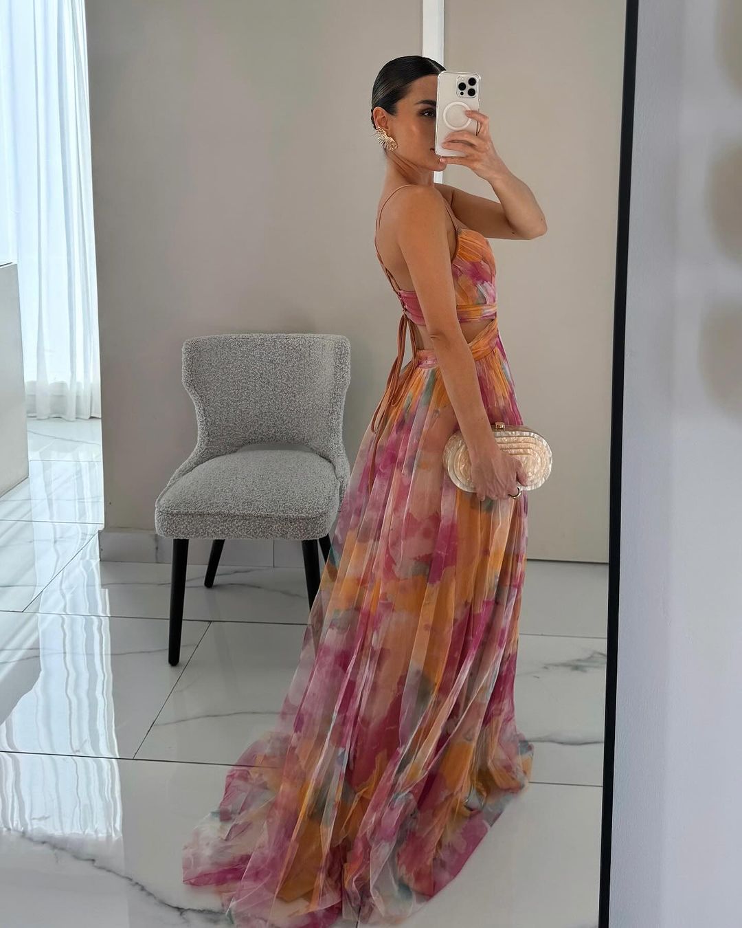 Dabrowska | Akwarela Chiffon Maxi sukienka