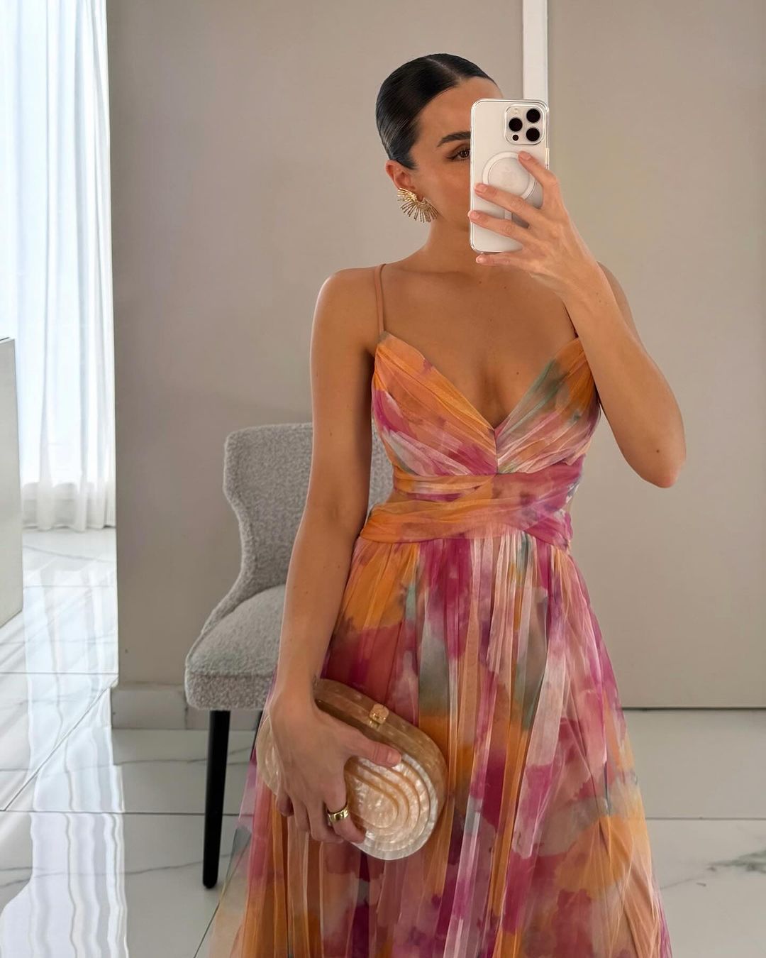 Dabrowska | Akwarela Chiffon Maxi sukienka
