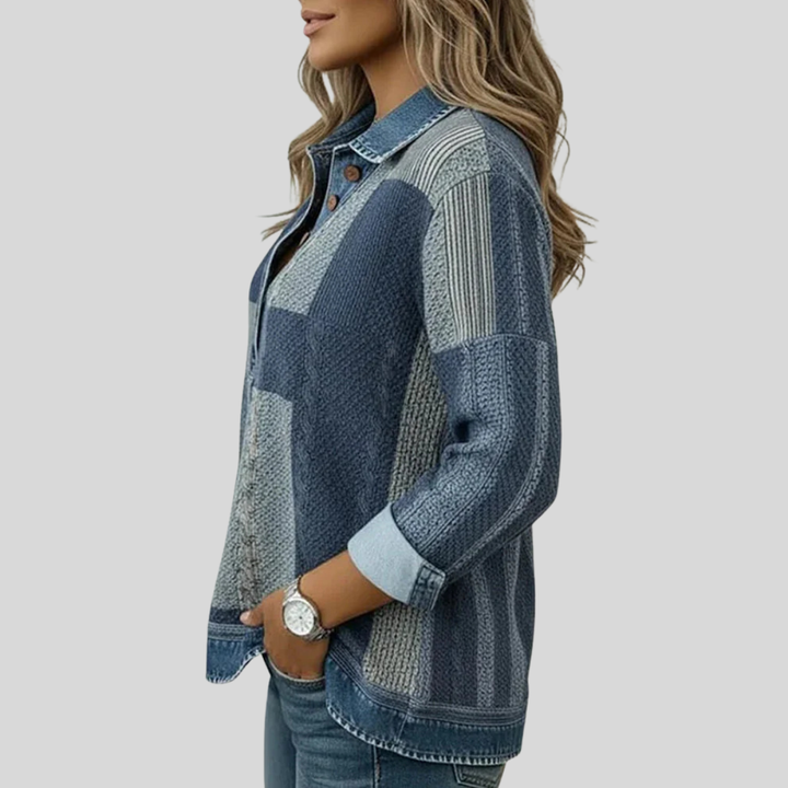 Dominika | Bluzka patchworkowa z kołnierzem