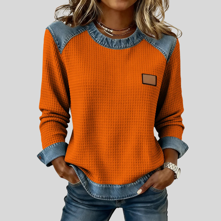 Gabriela | Bluza waffle w kolorowych blokach