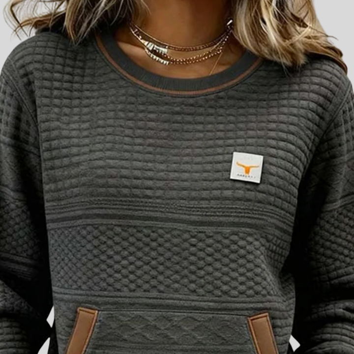Daria | Bluza z fakturą i okrągłym dekoltem