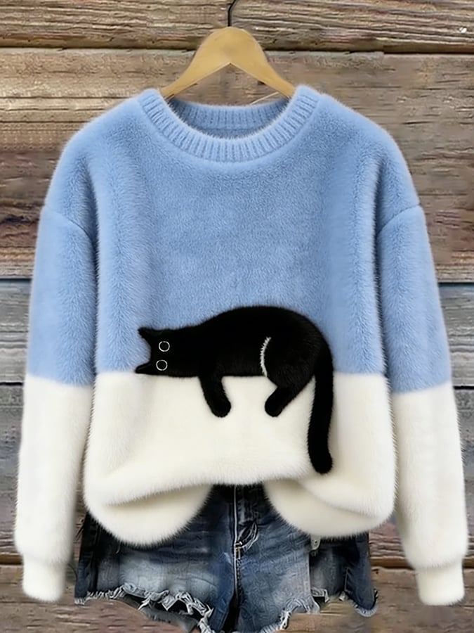 Eliza | Polarowy sweter z nadrukiem kota