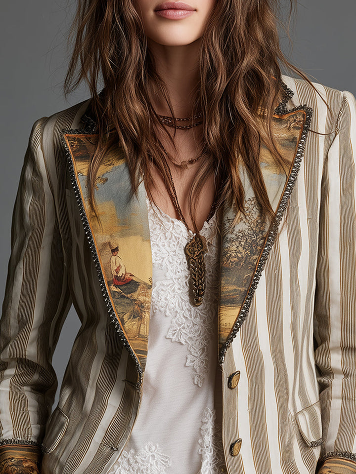 Roberta | Blazer w Pasy w Stylu Artystycznym