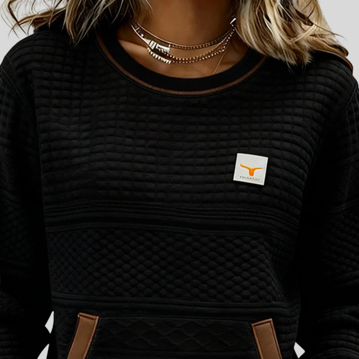 Daria | Bluza z fakturą i okrągłym dekoltem