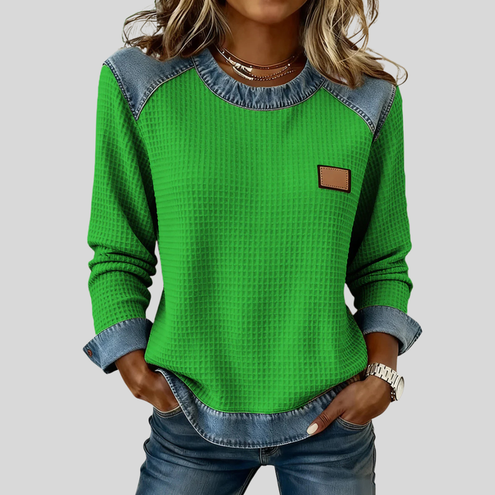 Gabriela | Bluza waffle w kolorowych blokach