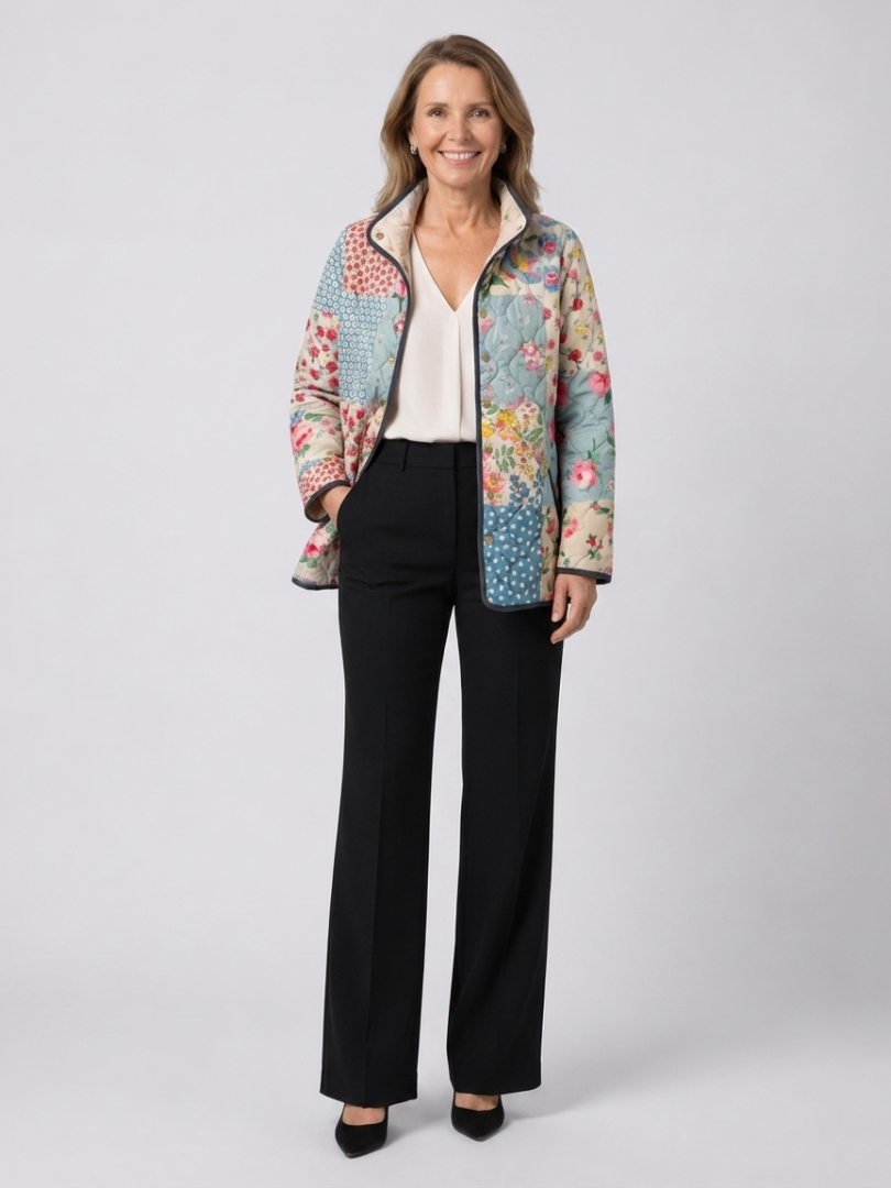 EMILIA | Pikowana Kamizelka Kwiatowy Patchwork Chloe