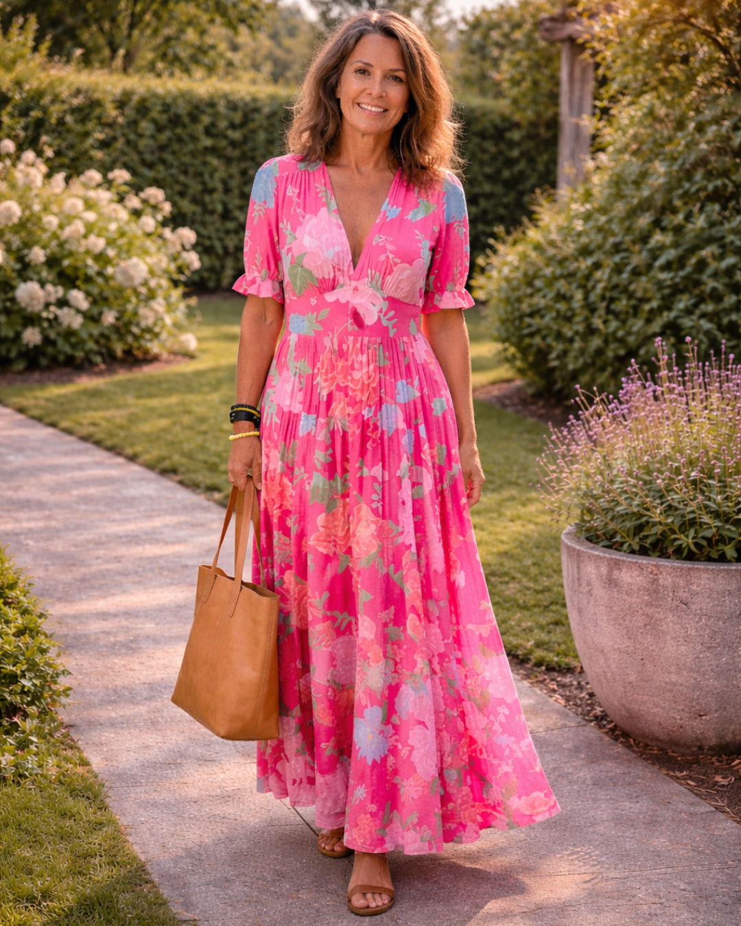 Dabrowska | Kwiat V- Neck Maxi sukienka