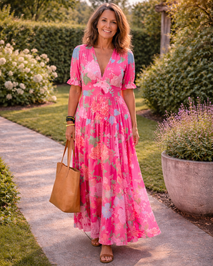 Dabrowska | Kwiat V- Neck Maxi sukienka