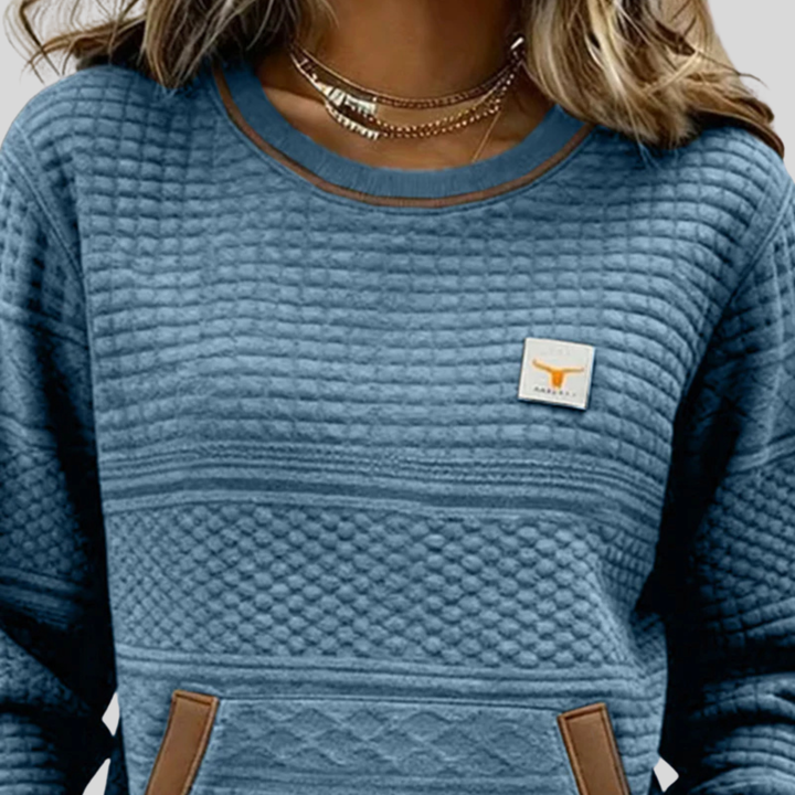 Daria | Bluza z fakturą i okrągłym dekoltem