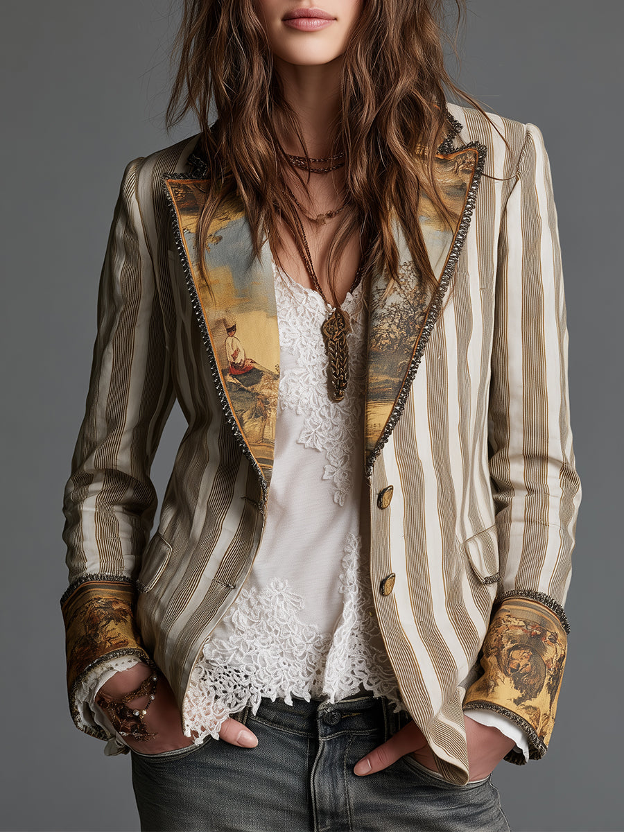 Roberta | Blazer w Pasy w Stylu Artystycznym