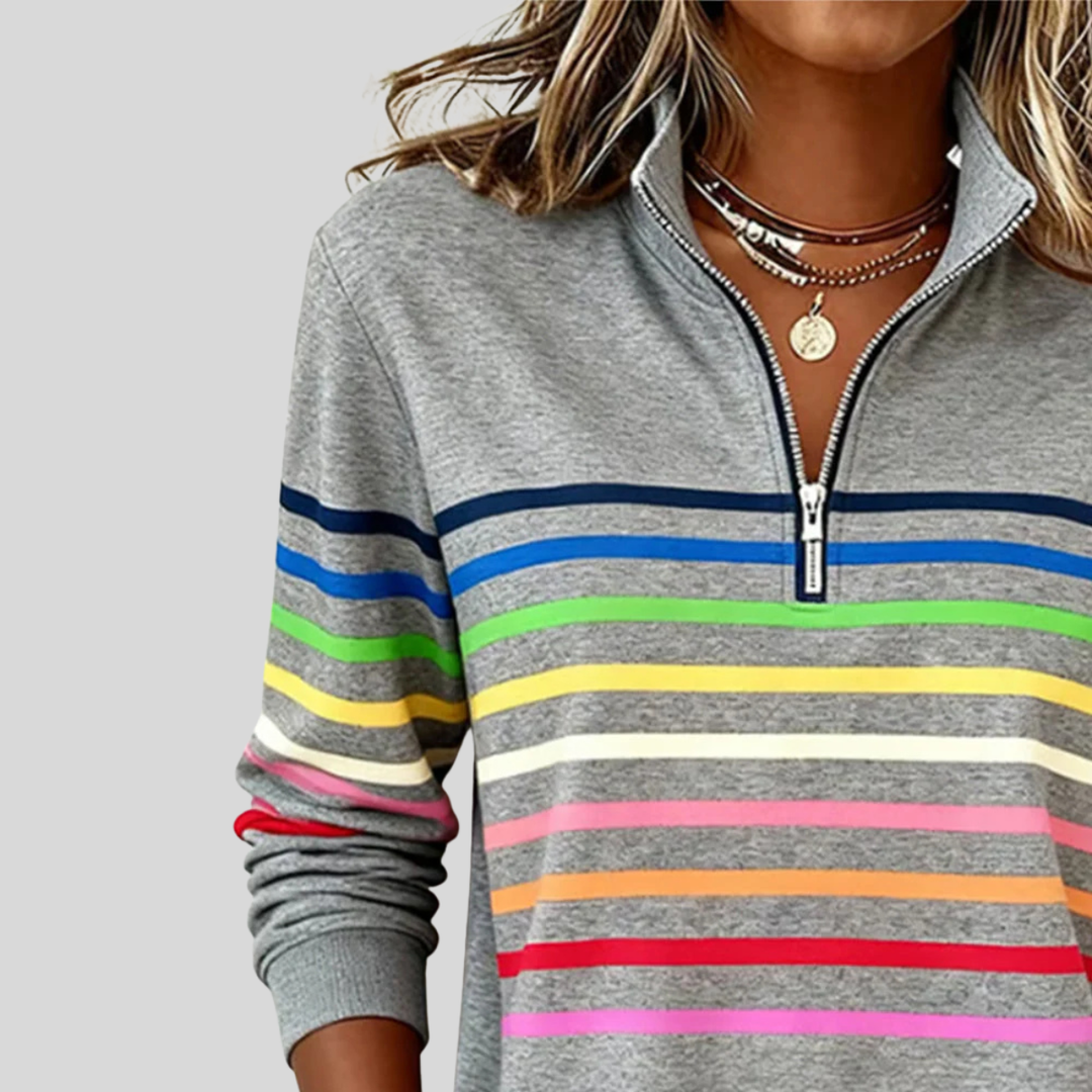 Hanna | Bluza w paski z zamkiem