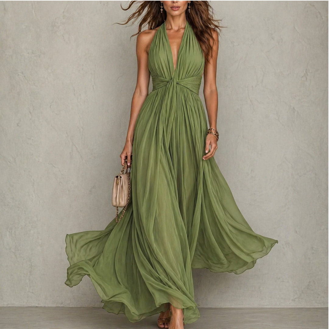 Dabrowska | Halter Chiffon Maxi sukienka