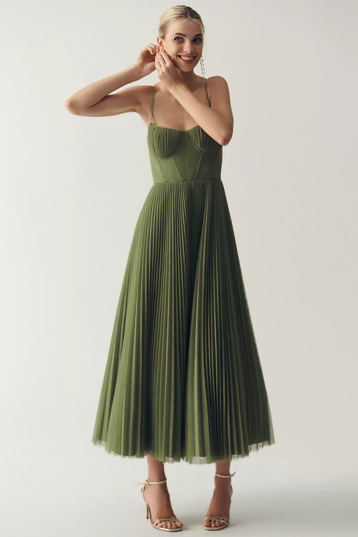 Natalia | Elegancka Sukienka Midi z Gorsetem