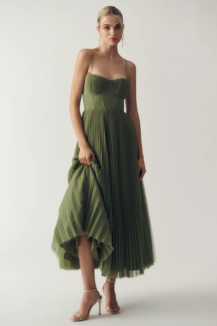 Natalia | Elegancka Sukienka Midi z Gorsetem