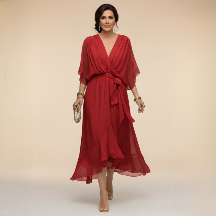 Dabrowska | V- Neck Midi sukienka