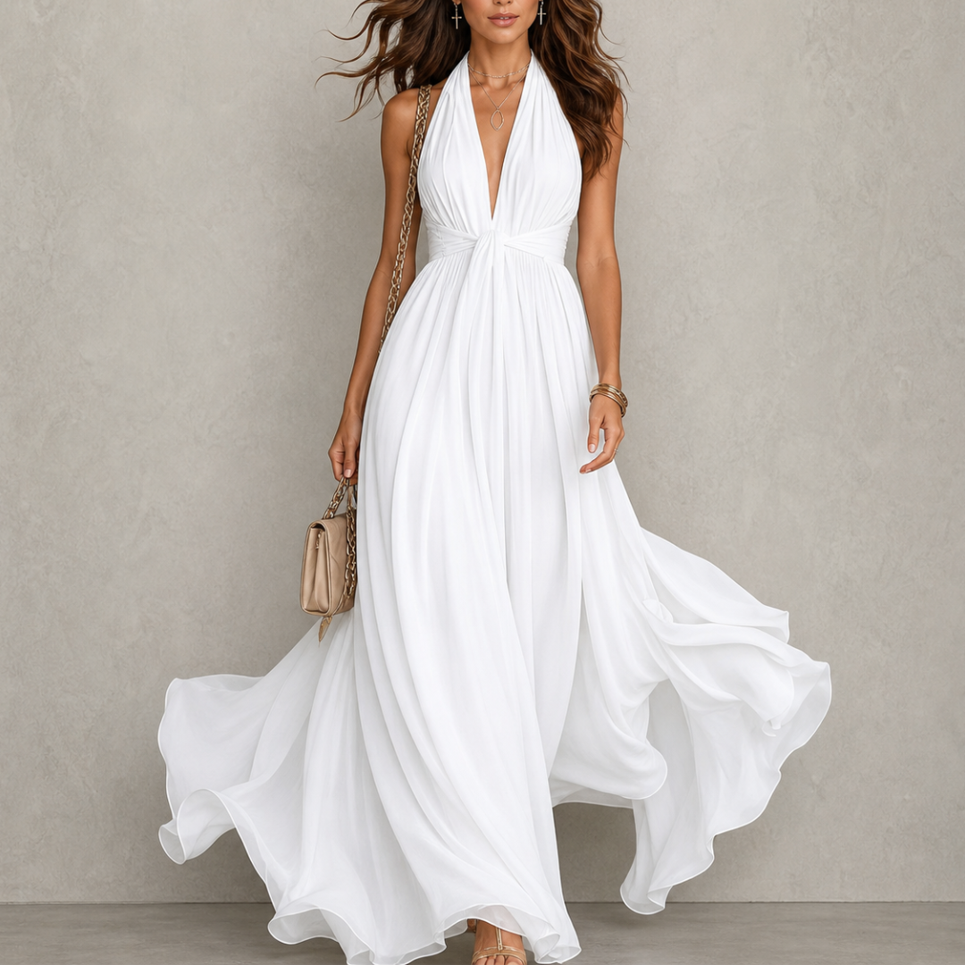 Dabrowska | Halter Chiffon Maxi sukienka