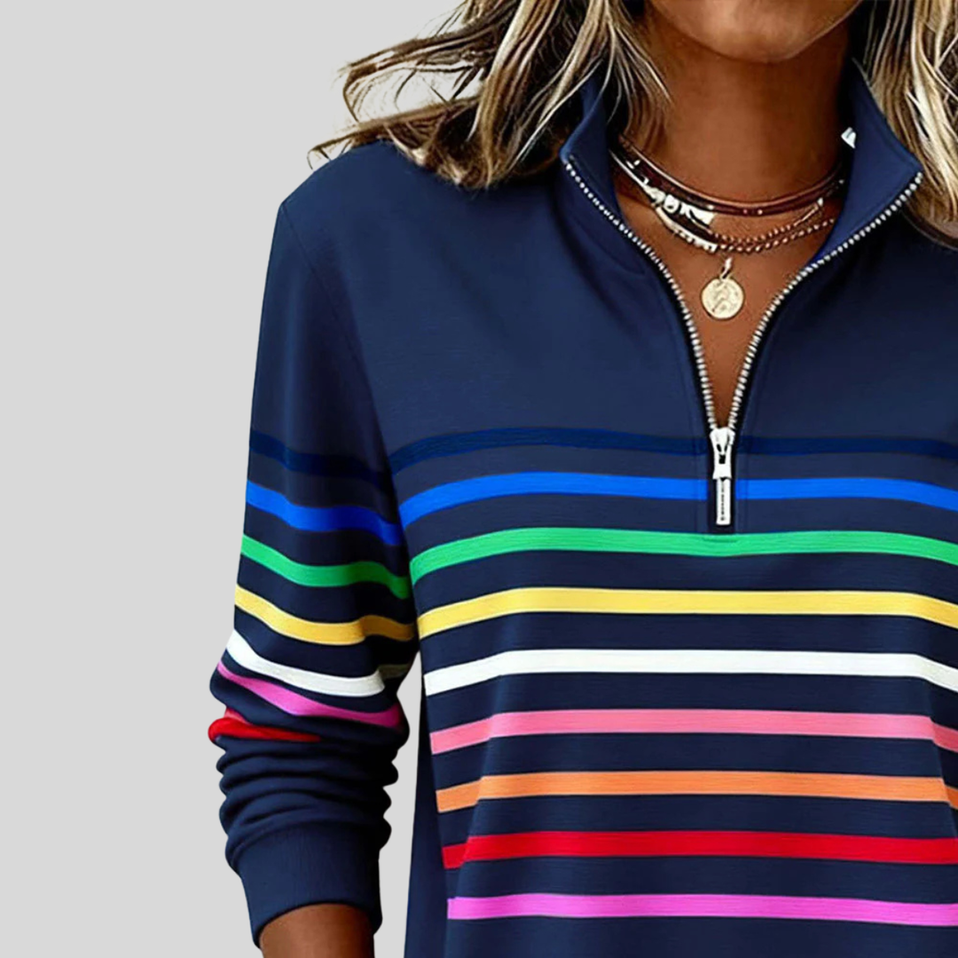 Hanna | Bluza w paski z zamkiem