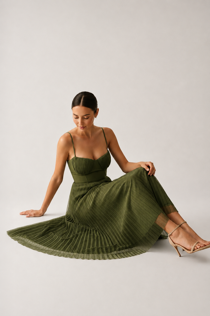 Natalia | Elegancka Sukienka Midi z Gorsetem