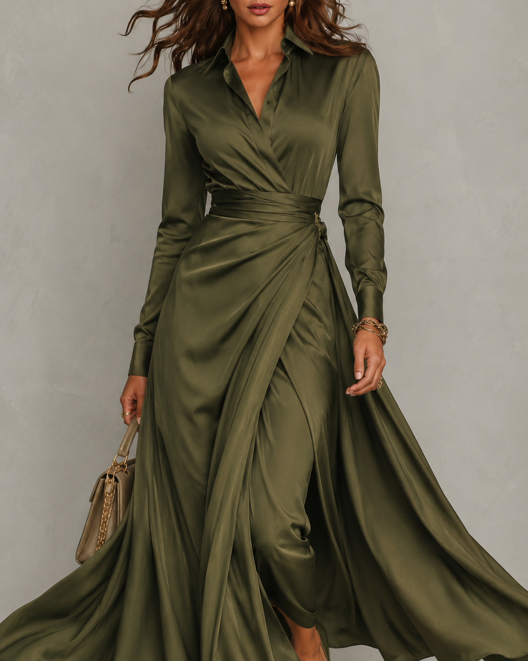 Dabrowska | Zielony Wrap Maxi sukienka