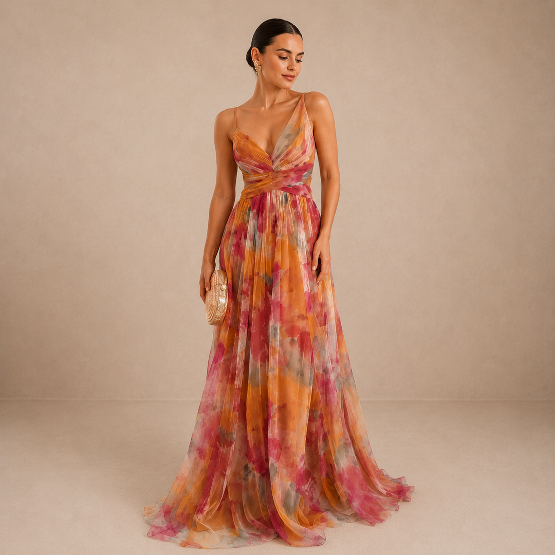 Dabrowska | Akwarela Chiffon Maxi sukienka