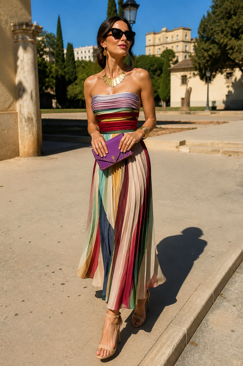 Dabrowska | Bezstrawne pleated Maxi sukienka
