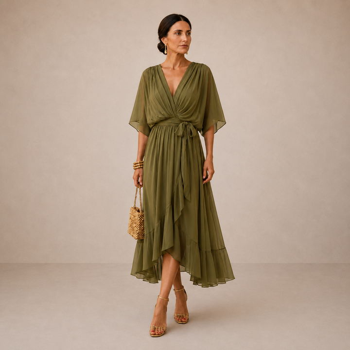Dabrowska | V- Neck Midi sukienka