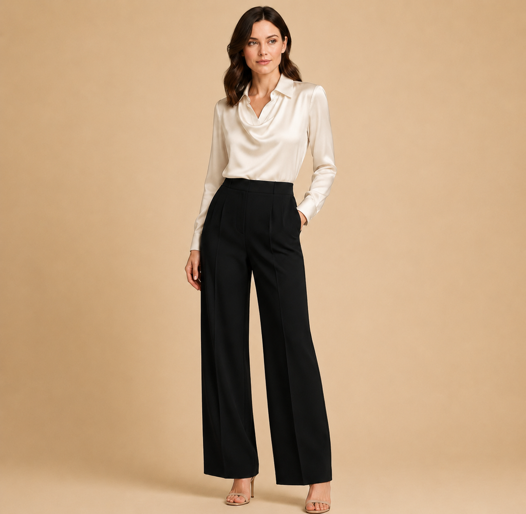 Natalia | Blusa Satinada de Cuello Drapeado
