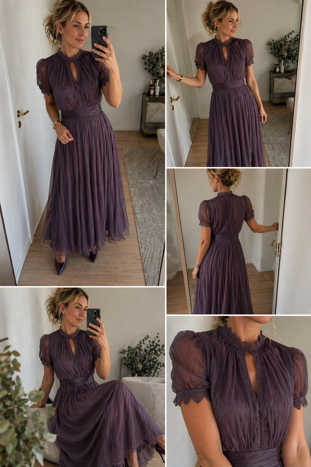 Dabrowska | Pleased Puff- Sleeve Midi sukienka
