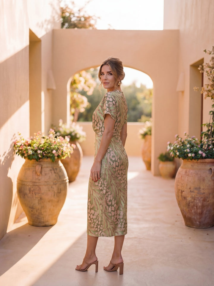 Dabrowska | Ruffle Sleeve Midi sukienka
