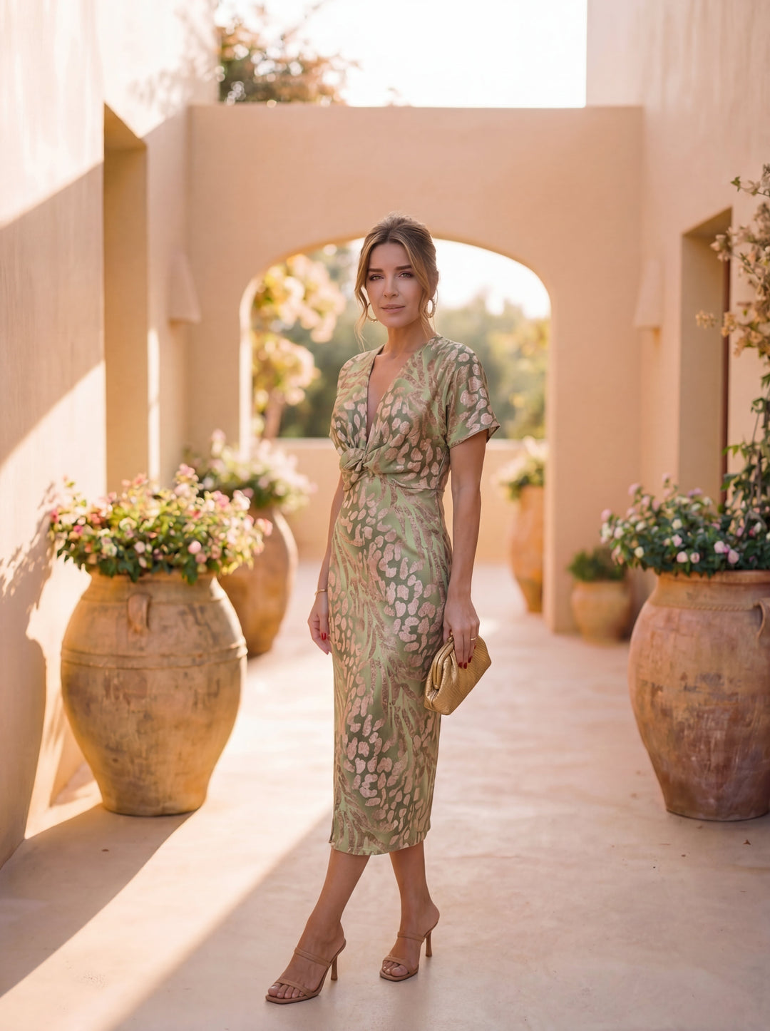Dabrowska | Ruffle Sleeve Midi sukienka