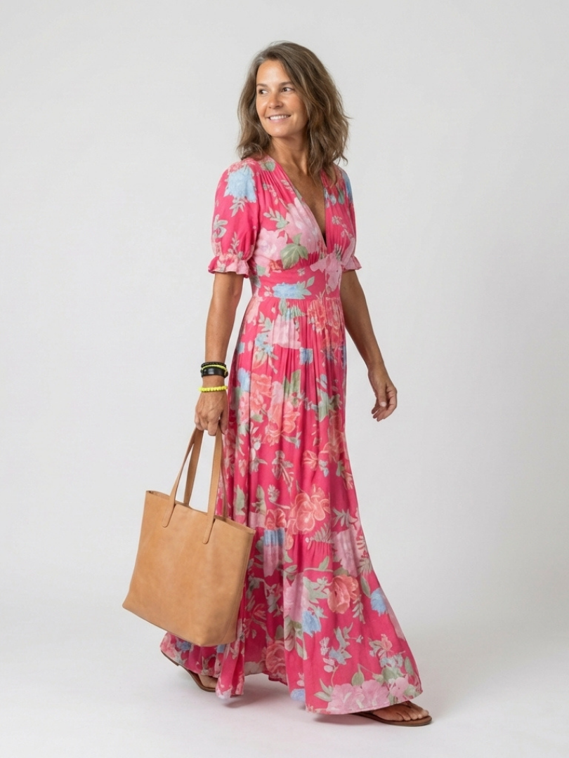 Dabrowska | Kwiat V- Neck Maxi sukienka