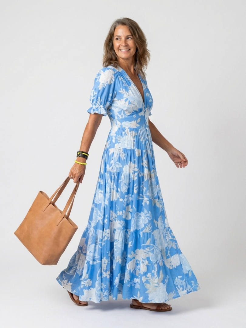 Dabrowska | Kwiat V- Neck Maxi sukienka