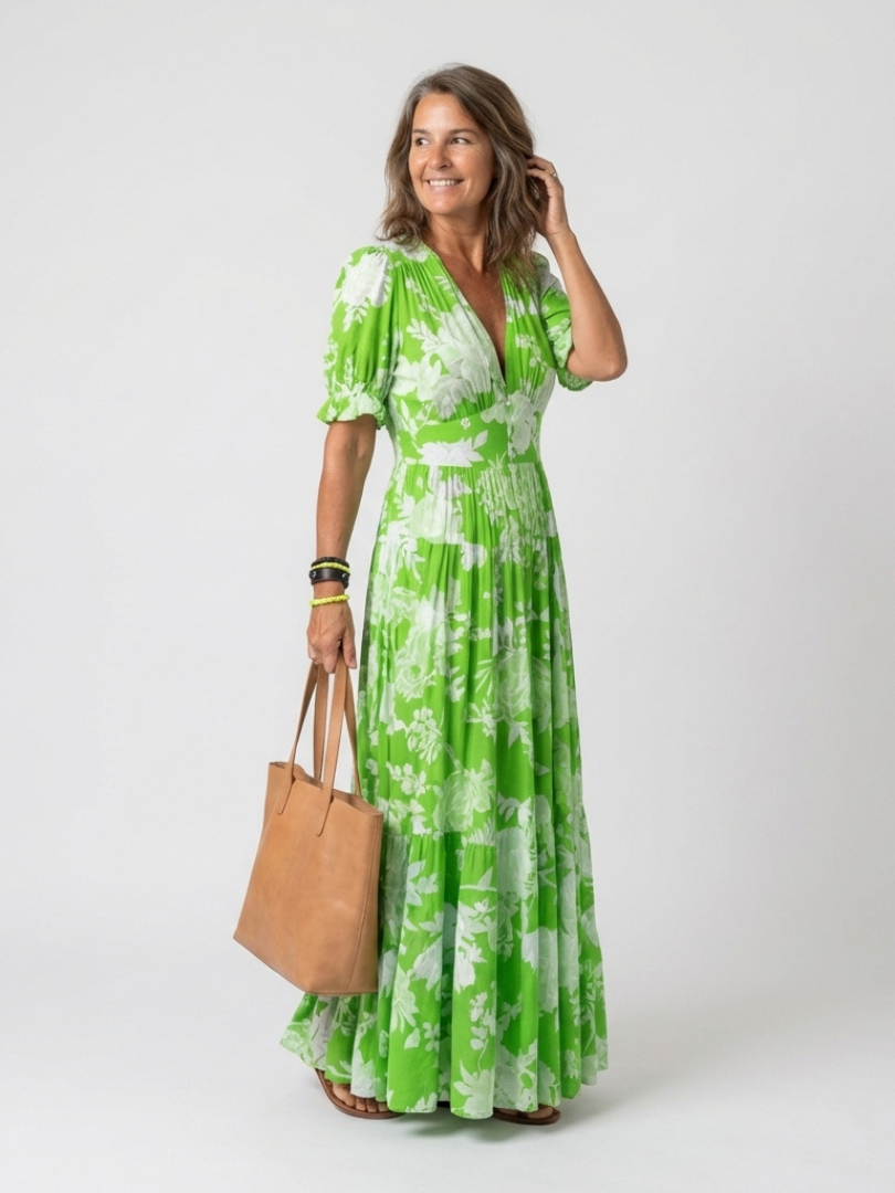 Dabrowska | Kwiat V- Neck Maxi sukienka