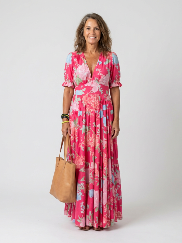 Dabrowska | Kwiat V- Neck Maxi sukienka