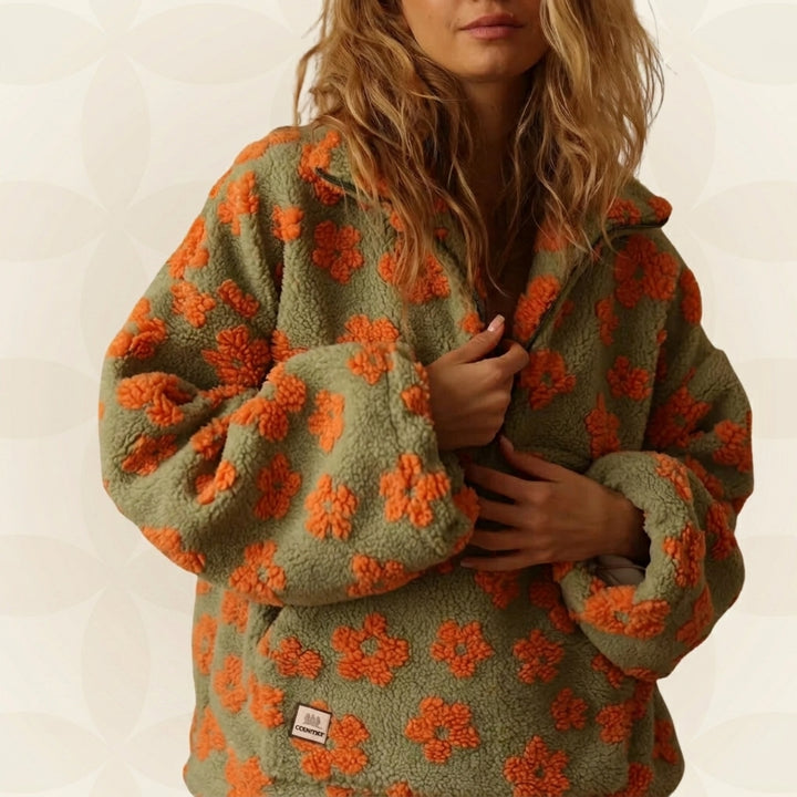 EMILIA | Polarowy sweter z kwiatowym wzorem
