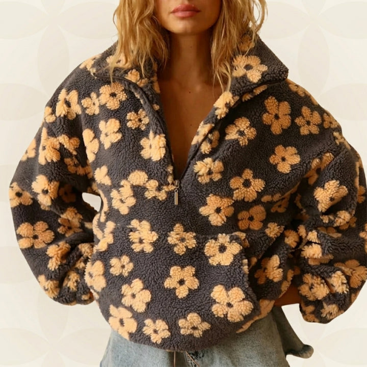 EMILIA | Polarowy sweter z kwiatowym wzorem