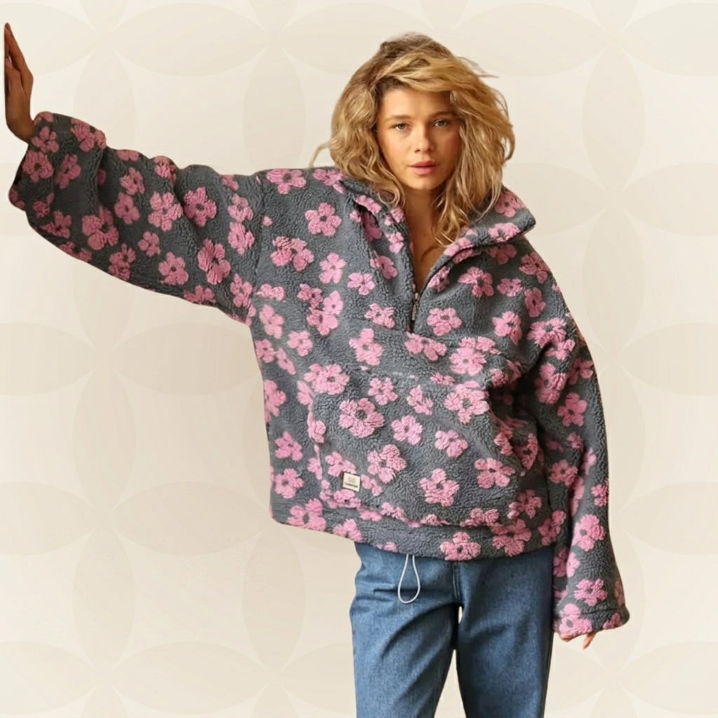 EMILIA | Polarowy sweter z kwiatowym wzorem