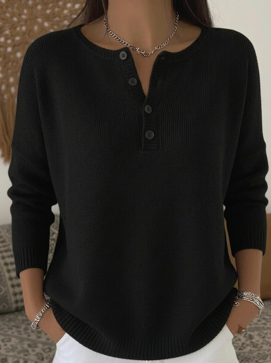 Helena | Sweter Dzianinowy Henley